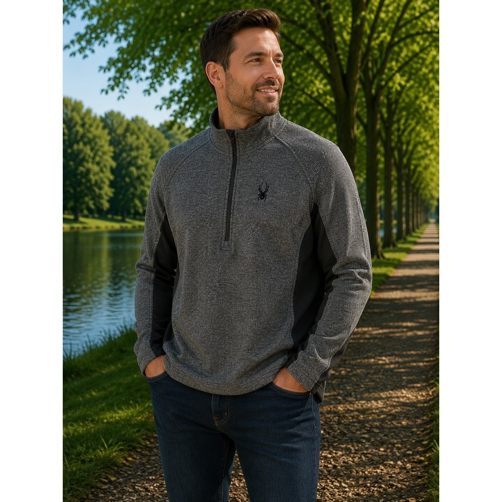 Spyder Mens XXL Gray Quarter Zip Pullover Sweater Fleece Knit Outdoor Top